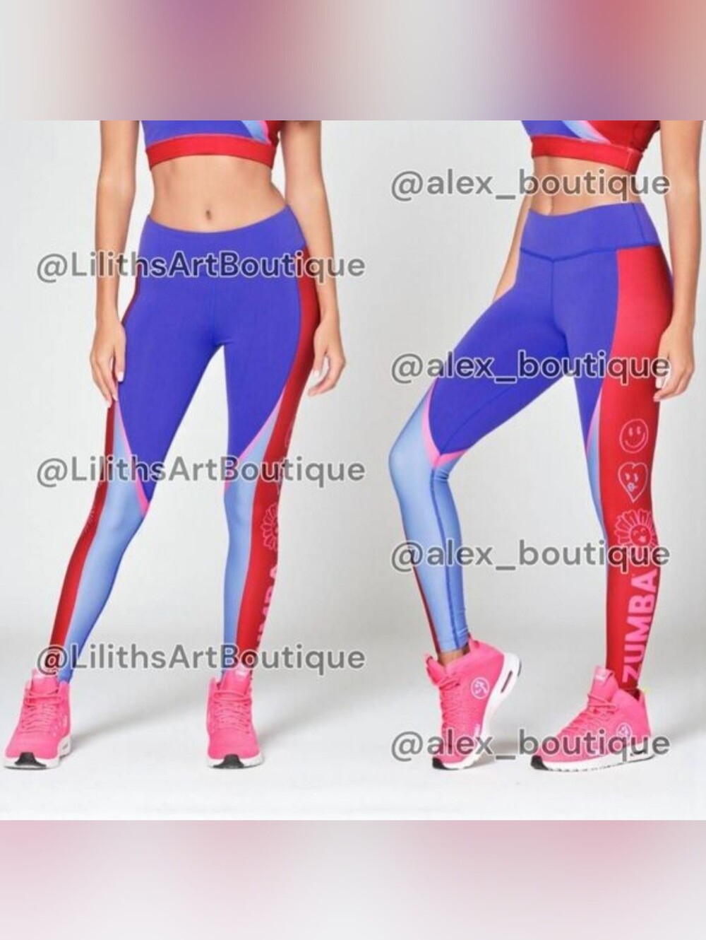 Zumba Happy Perfect Waistband Ankle Leggings Purple Pop Size S (E111)